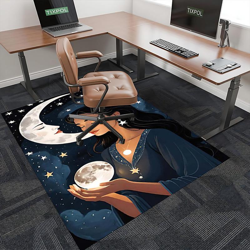 1pc Moonlit Elegance: Celestial Starry Night Office Chair Mat - Perfect for Festive Gifts and Seasonal Decorations.P077