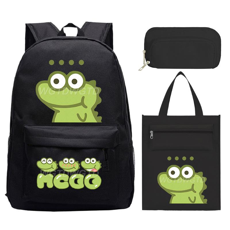 Schoolbag Unisex Kids Turtle Planet College Style Campus Leisure Backpack Three-Piece Matcha Dandan Creative Trend Student School Bag Large Capacity