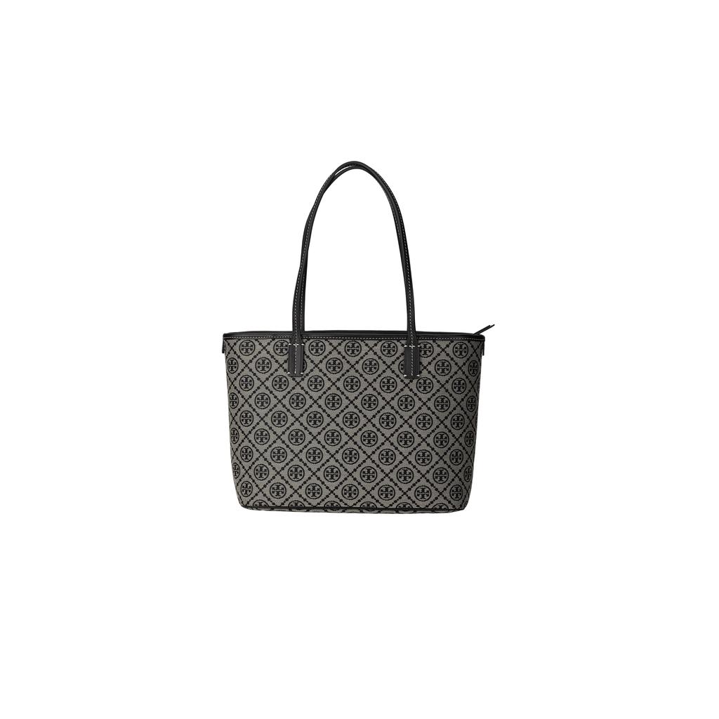 Tory Burch T Monogram Classic Print Zipper Tote Bag Women Tote Navy-Blue 152299-405