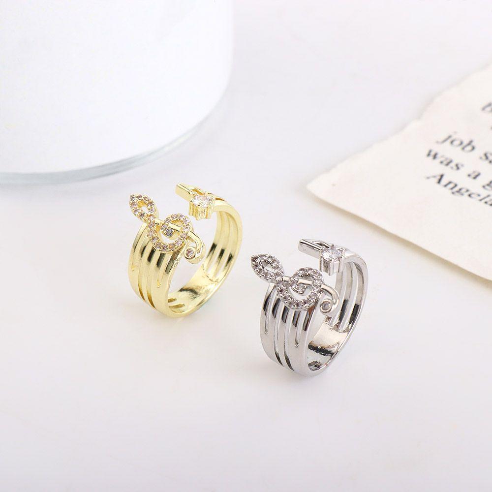 Adjustable Sweet Korean Style Rings Girls Gift Jewelry Accessories Geometric Rings Women Jewelry Music Note Rings Finger Buckle
