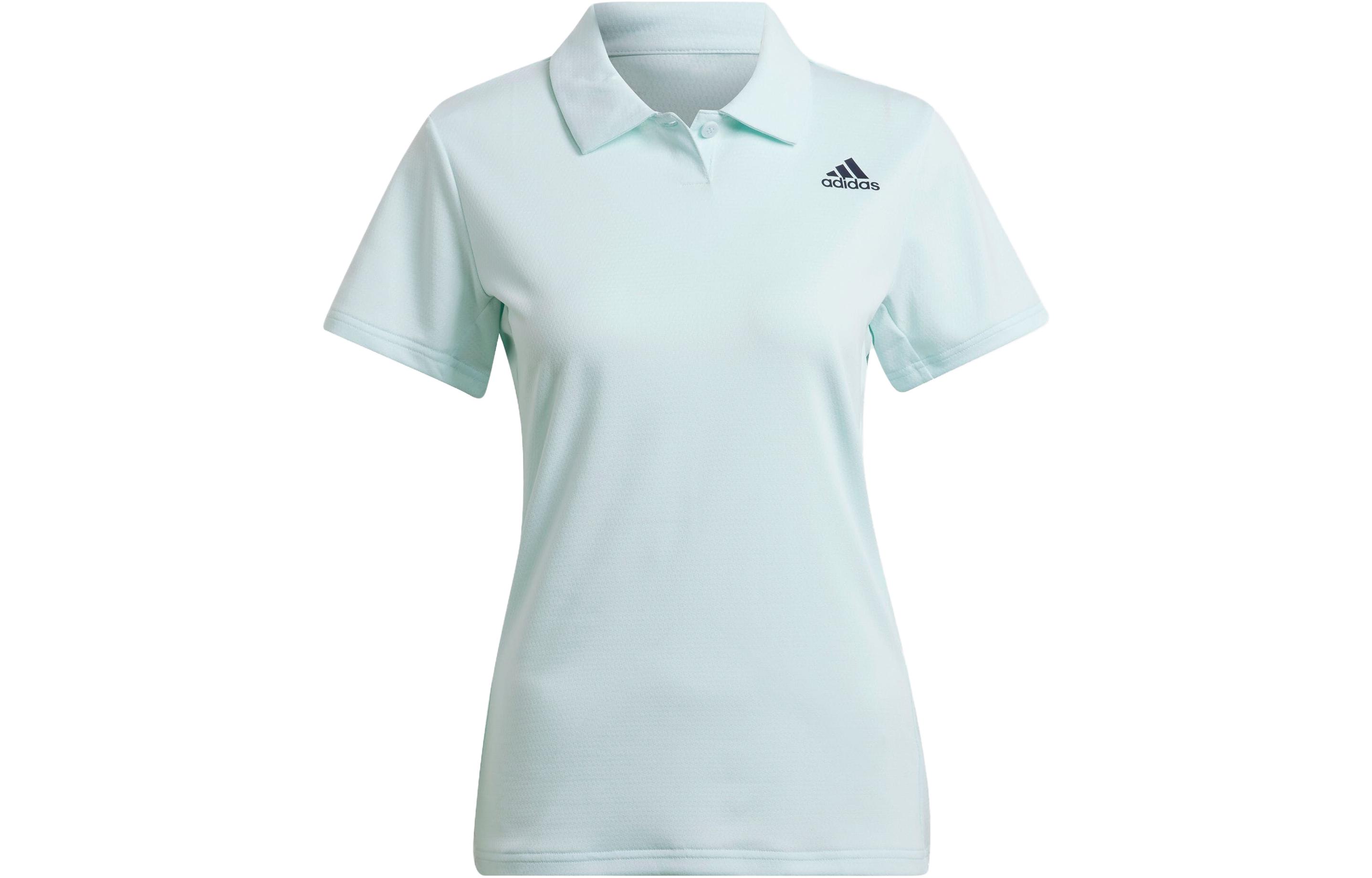 Adidas Polo Shirts Women s Light Blue Polo Collar Moderate Straight Fit HK2832 M