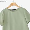 ZANZEA Women Casual Round Neck Solid Color Short Sleeve T-Shirt