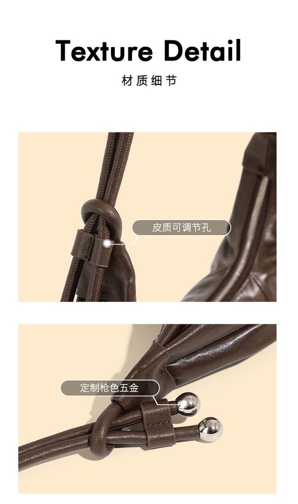 Ladies' Soft Genuine Cow Leather Dumpling Bag, Large Capacity Minimalist Crossbody Bag Female Luxury Fashi Underarm Hobo