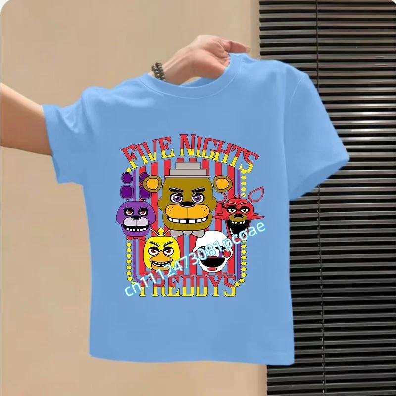 2026 T-shirt per Bambini Five Nights At Freddys Cartone Animato T-shirt Grafica FNAF Top Sportivi Casual per Bambini Maniche Corte Abbigliamento per Bambini
