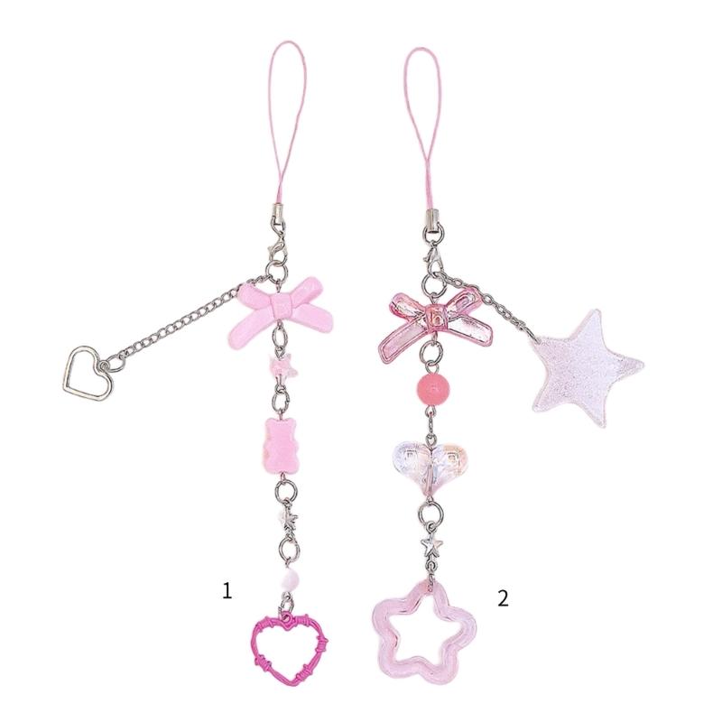 Bowknot Phone Chain Pink Phone Charm Bowknot Bag Accessory Bag Ornament Phone Pendant Acrylic Material for Phone Bag