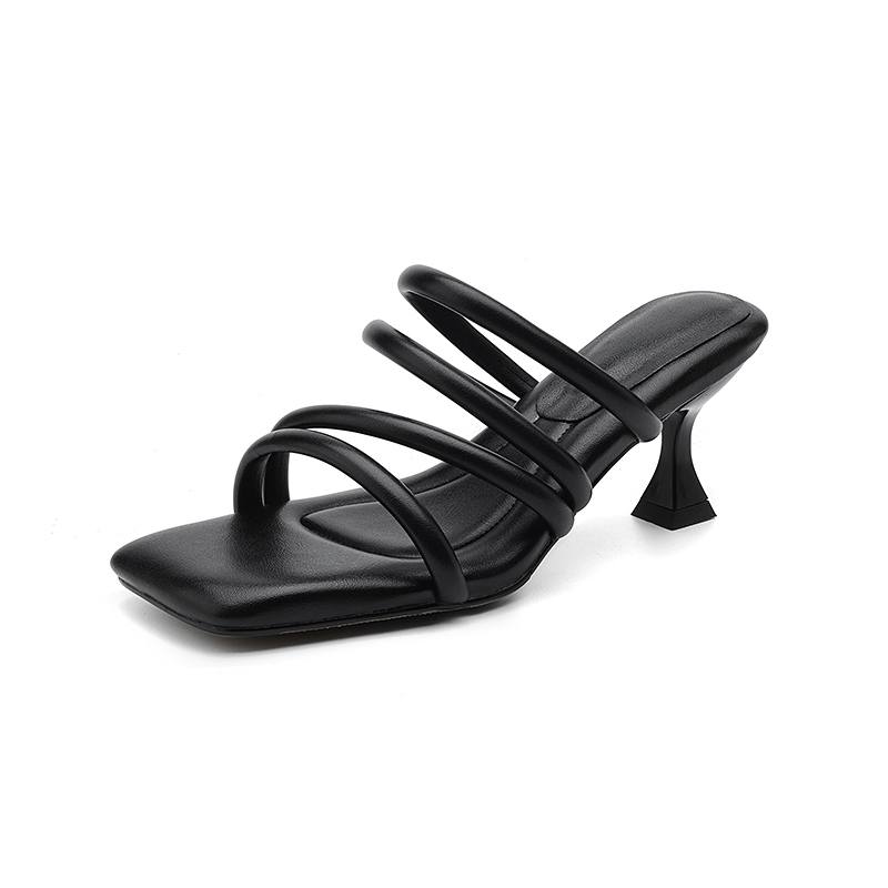 

Мюли Krazing Pot из микрофибры, летняя обувь на тонком высоком каблуке-шпильке с открытым носком, размер 44, женские сандалии с кристаллами, размер 43 44 чёрный