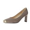 Trendy French Square Head High Heels Women's 2025 Summer New Thick Heel Light Mouth Color Matching Temperament Versatile Gray Single Shoes
