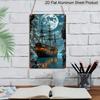 2D Flat, Full Moon Pirate Ship Aluminum Sign - Retro Nautical Wall Decor Man Cave, Bar Decor, Nautical Room, Pirate Themed Room, Boat Decor, Sailors