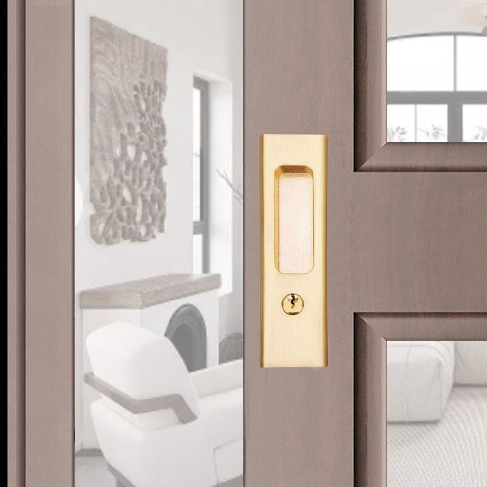 New Zinc Alloy Sliding Door Lock Interior Door Anti-theft Door Pull Lock Hidde Furniture Hidde Handle Lock Sliding Door