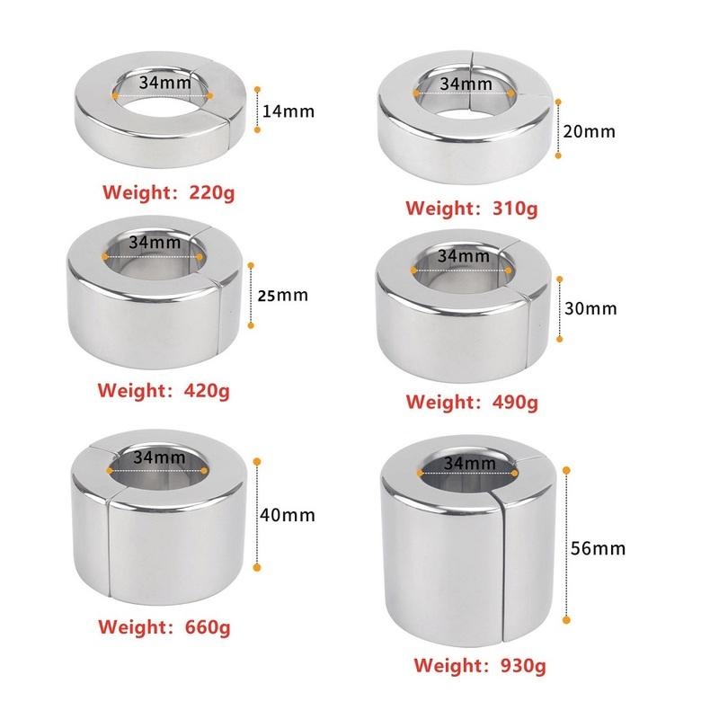 Stainless Steel Ball Stretcher Scrotum Pendant Heavy Magnetic Penis Lock Cock Ring Bondage Metal Erection Male Delay Sex Toy Man