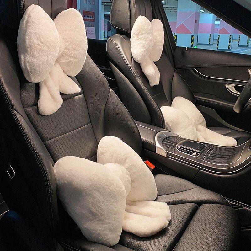 Car Headrest Bowknot Neck Support Pillow - Cervical Seat Cushion Pair