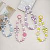 Random Color Beaded Phone Chain with Crystal Butterfly Keychain Pendant