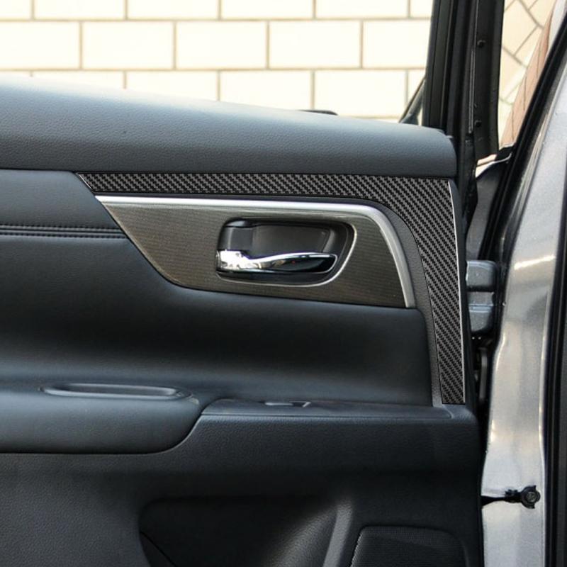 For Nissan Altima 2013-2018 Real Carbon Fiber Rear Door Trim Strip Sticker Auto Interior Decorative Decal Accessory