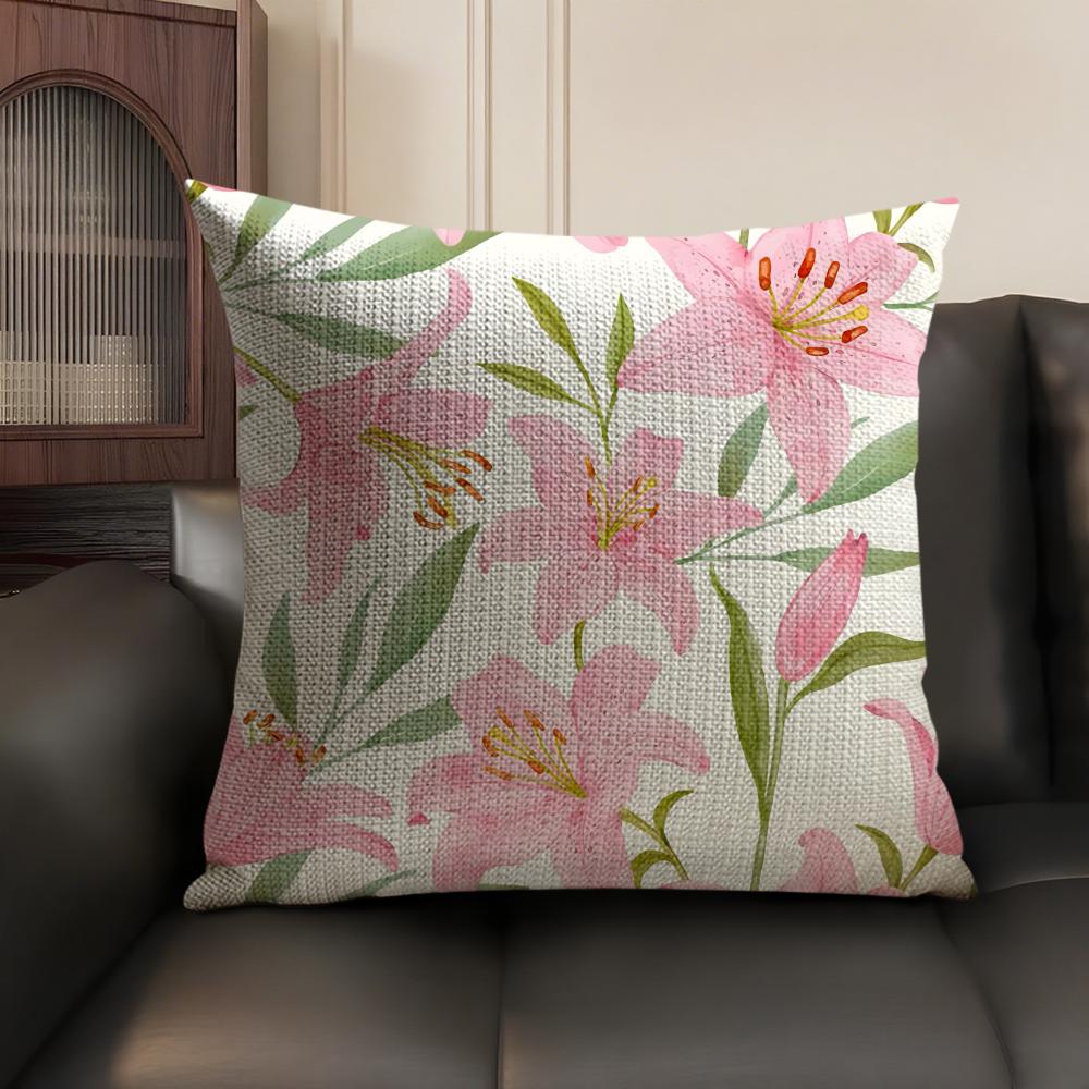 Lily Luxury Cushion Cover Natural Linen Organic Fabric Double-Sided Printing Sofa Home Decor Gift Pillow Case