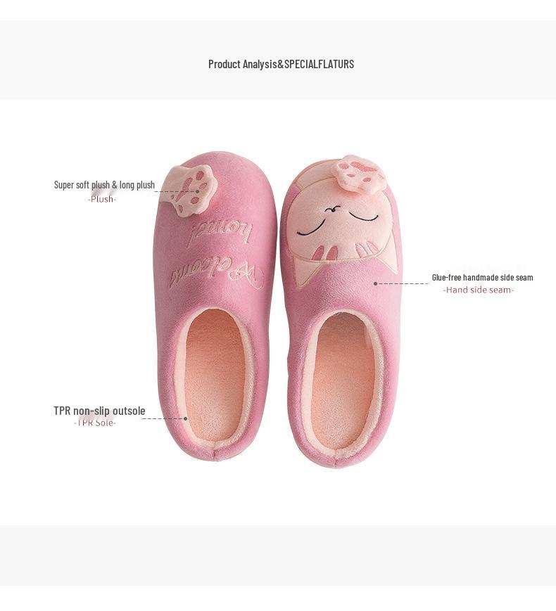 Pantufas de Inverno Fofas de Gato da Sorte para Interior - Calçado de Algodão Quente e Familiar para Homens, Mulheres e Crianças