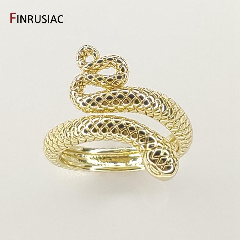 New Fashion Punk Snake Rings for Women Exaggerated 14K Gold Plated Personality Snake Shape Opening Adjustable Rings Gift