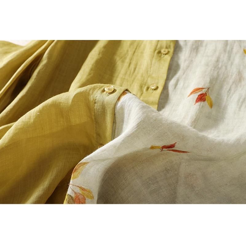 Letnia koszula retro patchworkowa z nadrukiem dla kobiet Temperament Krótki rękaw Top dla kobiet Bluzki i koszule