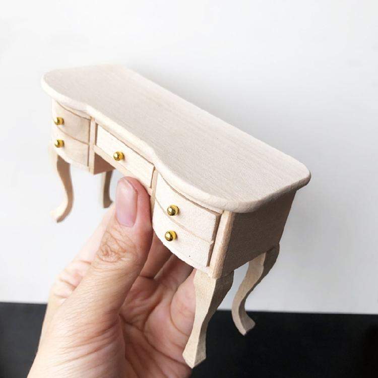 Miniature Study Furniture Set 2PCS Wood Desk Chair Models For Adult Collector Study Decoration