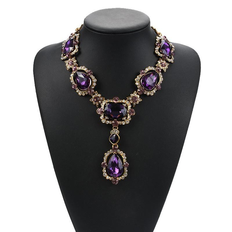 Alloy Pendant Exquisite Necklace With Gemstone Inlay Perfect For Wedding Celebrations And Memories Travel