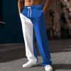 Spring and summer straight colour blocking casual men's peplum trousers loose large size trousers