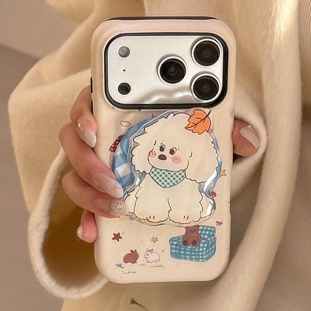 Autumn Puppy Apple 17 Mobile Phone Case IPhone15 Suitable for 11 Film Magnetic Bracket 16promax Creative Mobile Phone Case