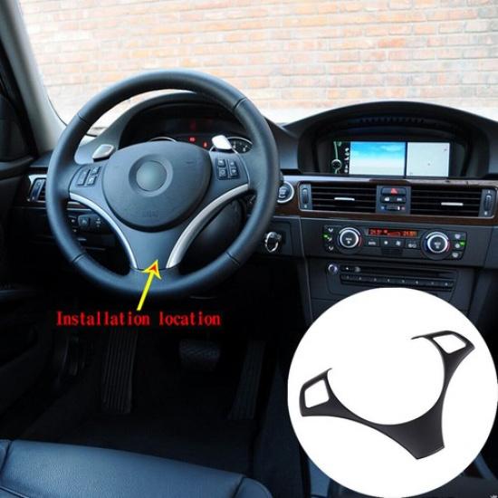 Matte Black Steering Wheel Cover Trim For 2005-2012 BMW 3 Series E90 E92 E93
