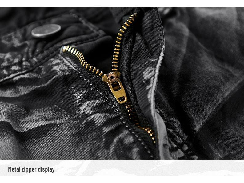 Men's Large Camouflage Cotton Work Shorts, WWII-Style Multi-Pocket Pants for Outdoor Training