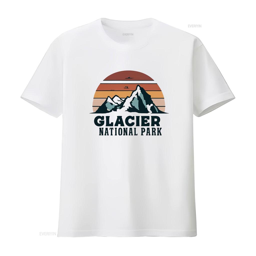 Glacier National Park T Shirt Vintage Washed Versatile Top For Everyday Wear Casual Designer Clothes Breathable Comfortable