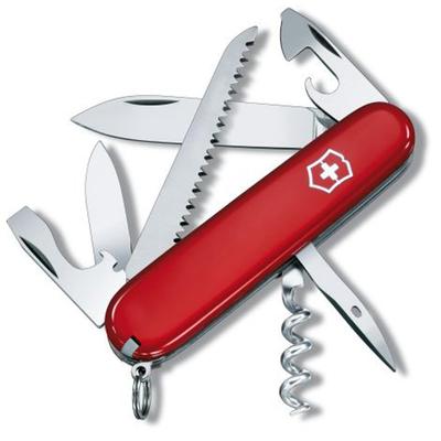 Camper Red Knife Outdoor Camping Saw with Small Flathead Screwdriver Swiss Made with 13 Functions and Knife Multi-Tool [] 1.3613