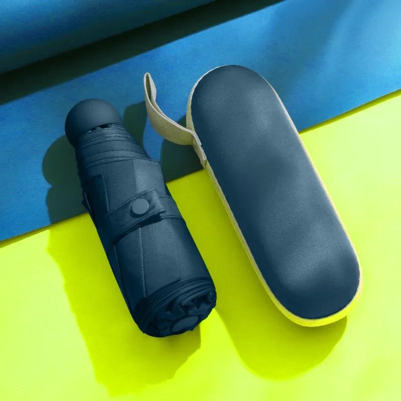 Rain Capsule Rubber Black Dual Mini Umbrella Use Umbrella Alloy Sun Portable Sunshade Foldable Sunscreen Rain Handle