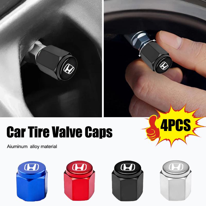 4Pcs Metal Car Wheel Tire Valve Caps Stem Case Cover For Honda Civic FIT CRV Accord Jazz HRV Stepwgn Prelude Insight Odyssey CRZ