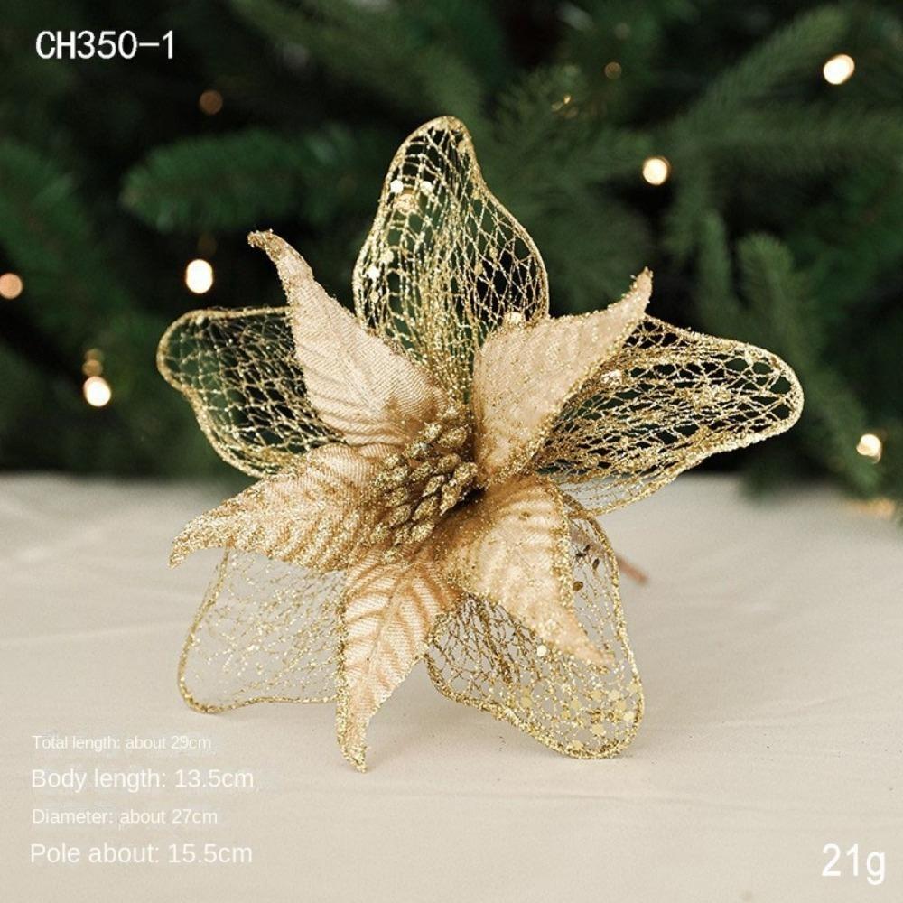Neue 23cm Weihnachtsstern Glitzerblume Groß DIY Weihnachtsblumen Frohe Weihnachten Hängende Ornamente Weihnachten Baum Dekorationen