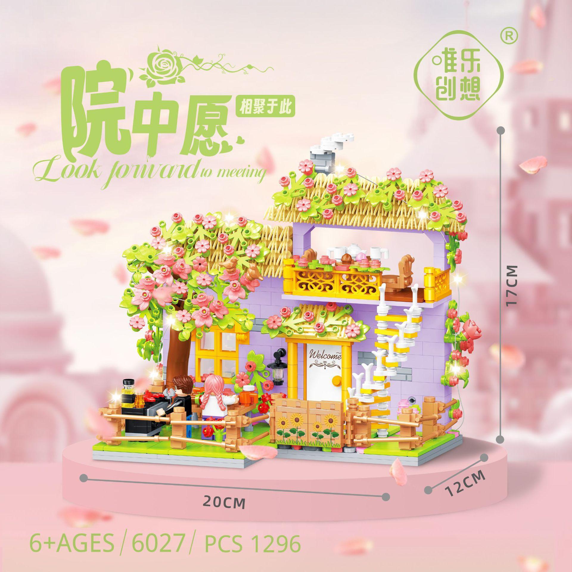 

Weile 6027 Street View Building Block Flower Building Model Совместимая Lego Puzzle Ornament Китайский Новый год Подарочная игрушка