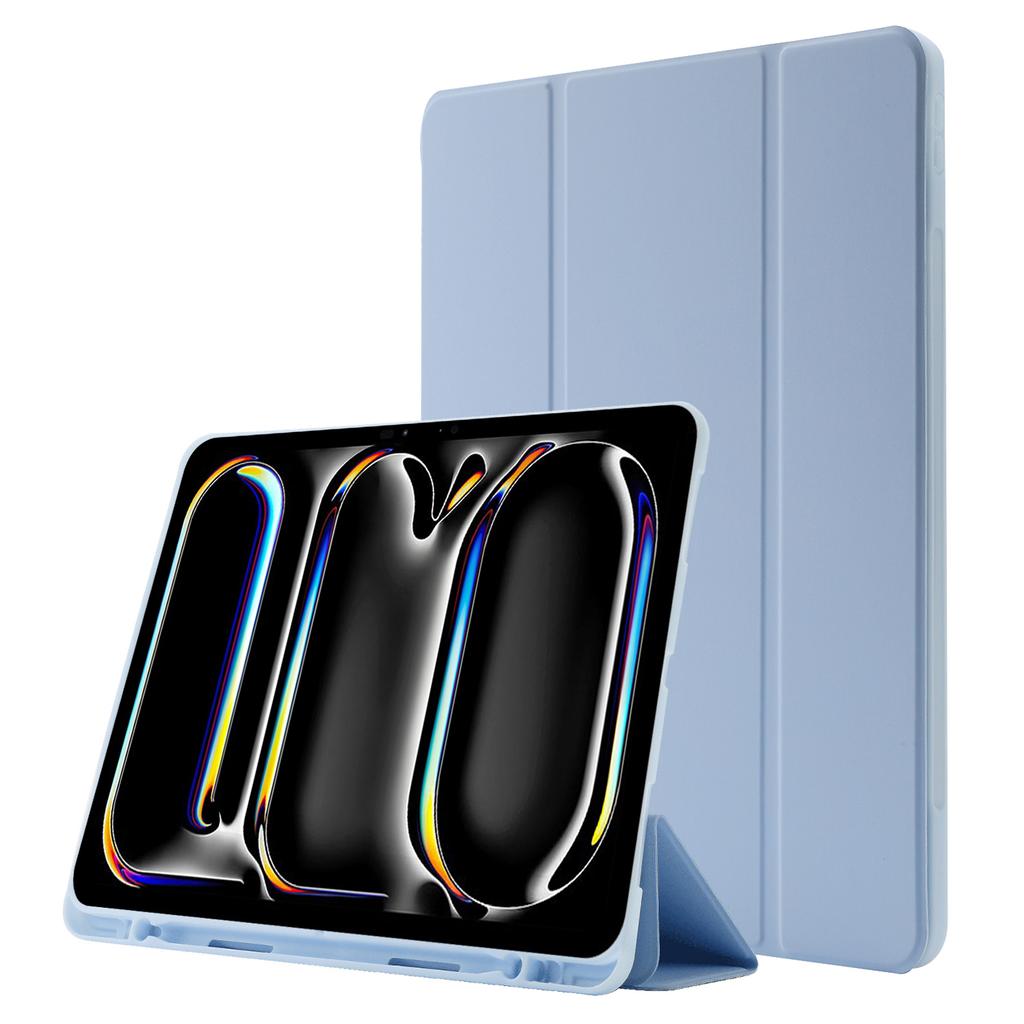 For iPad Pro 13 (2025)/13 (2024) Case Skin-Touch Leather Tri-Fold Stand Tablet Cover with Pencil Holder