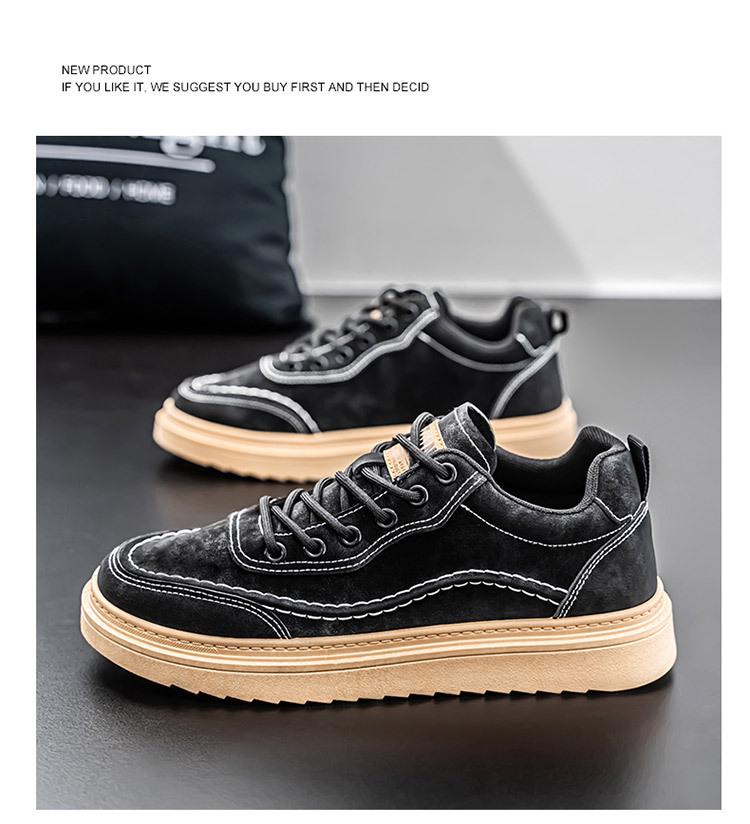 2025 Men's Trendy Casual Leather Sneakers - Breathable, Thick-Soled, Versatile Skate Shoes