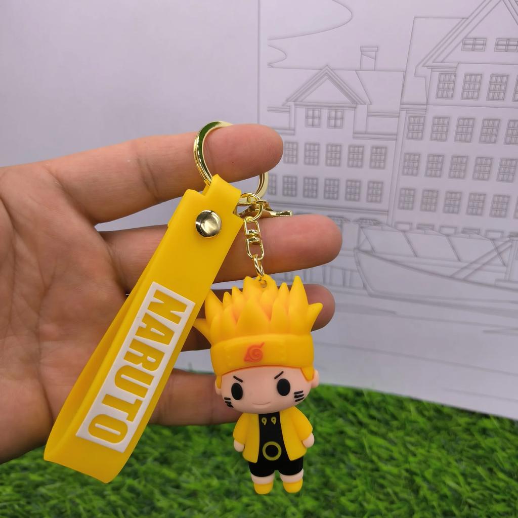 Naruto Keychain Fashion Jewelry Cartoon Cute Figure PVC Keyring Uzumaki Kakashi Action Figures for Men Women Bag Pendant