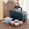 Kung Fu Tea Set Dehua White Porcelain Tea Set Merchandise Retro Flower Set Outdoor Travel Tea Set Tea Cup Gift