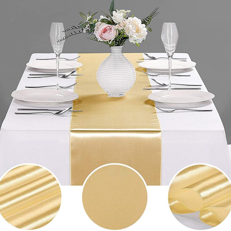 Satin Table Runner For Wedding Party Event Banquet Table Runner Luxury Dinner Tablecloth Home Wedding Table Decoration