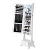 Mirror Jewelry Cabinet Standing Mirror with Storage Full Length White