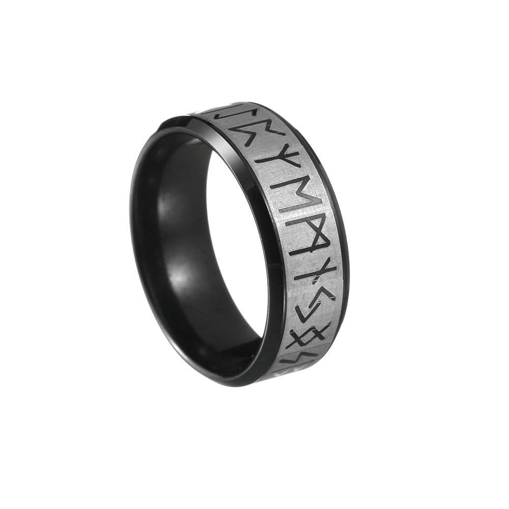 HERRE Ring Rustfritt Stål Mote Stil HERRE Dobbel Bokstav Rune Ord Odin Norse Viking Amulet RETRO Ringer Smykker