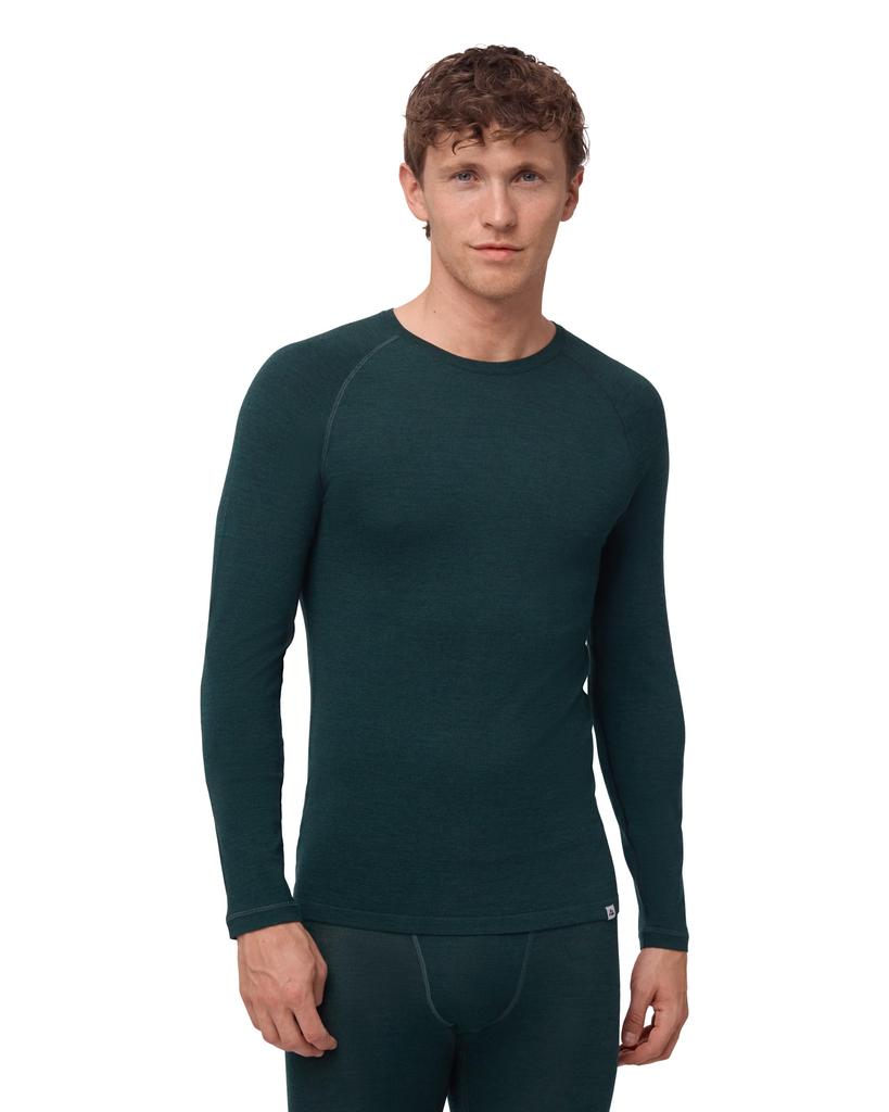 DANISH ENDURANCE Men's Merino Wool Long Sleeve Shirt, Breathable, Antibacterial, and Odor-Resistant, Dark Green, Size M