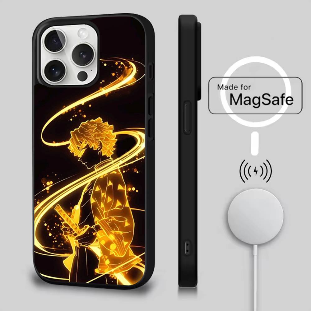Anime Zenitsu Agatsuma Phone Case For iPhone 16,15,14,13,12,11,Pro,Max,Plus,Mini,SE4,E Magnetic Magsafe Wireless Charging iPhone13mini