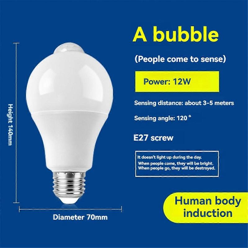 4PC E27 LED Motion Sensor Bulb LED Lamp PIR Sensor Light 9W