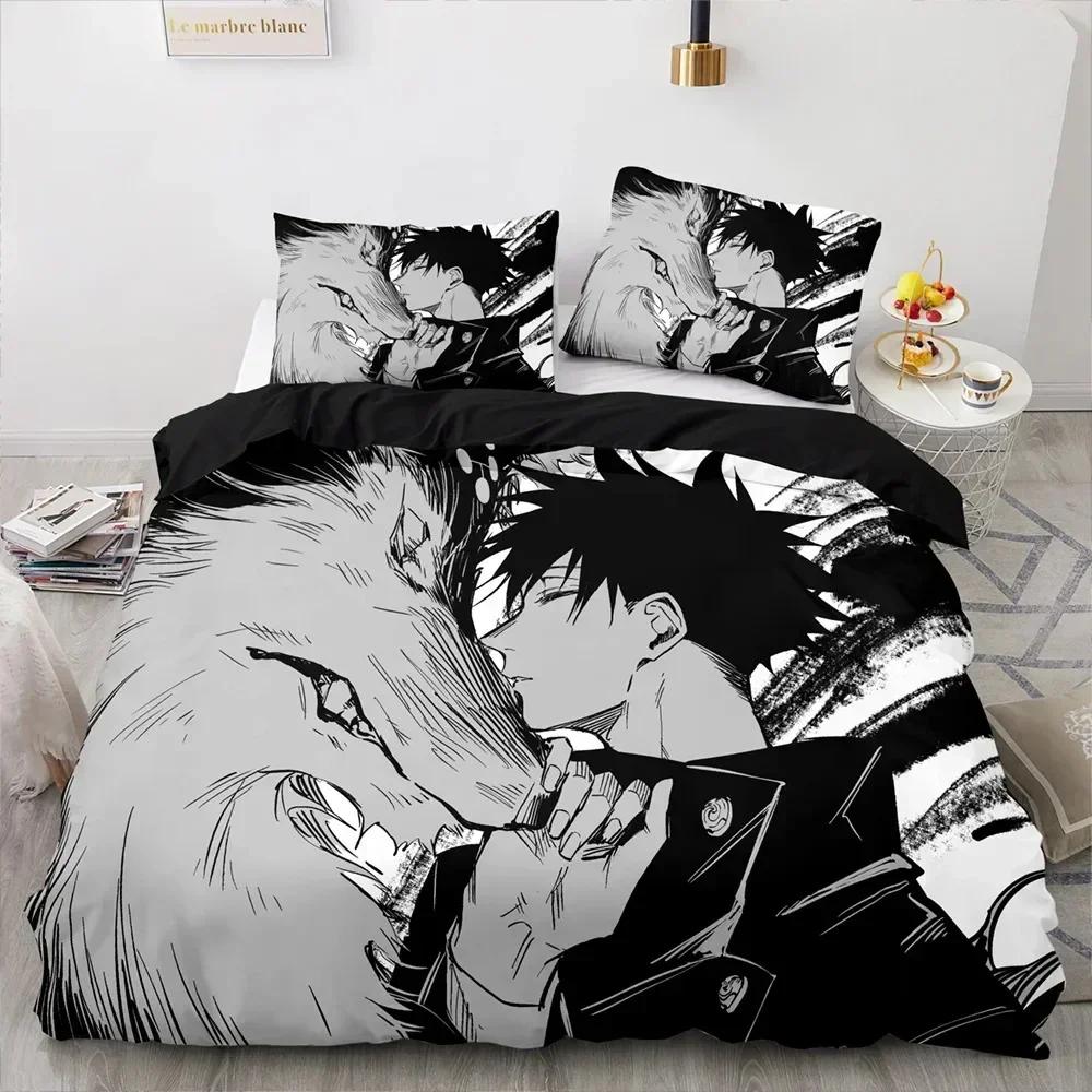 Jujutsu Kaisen Bedding Set Duvet Cover Sheet Printed Bed Set Pillowcase Bed Full Queen King Size Comforter Bedroom