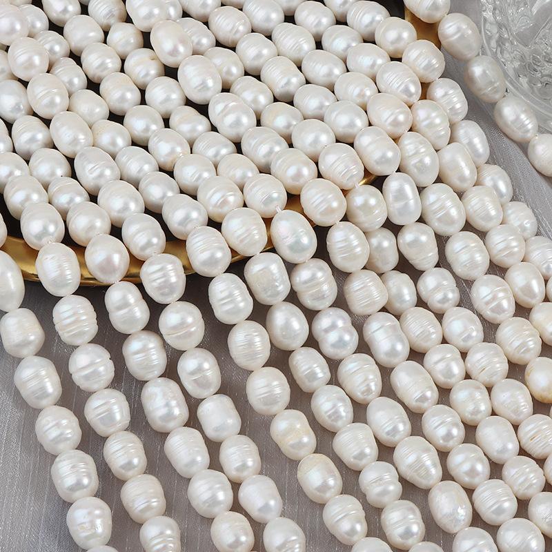 Threaded Rice Pearl Natural Freshwater Pearl White Pearl 4-9mm For Jewelry Making DIY Bracelet Earrings Necklace Accessory