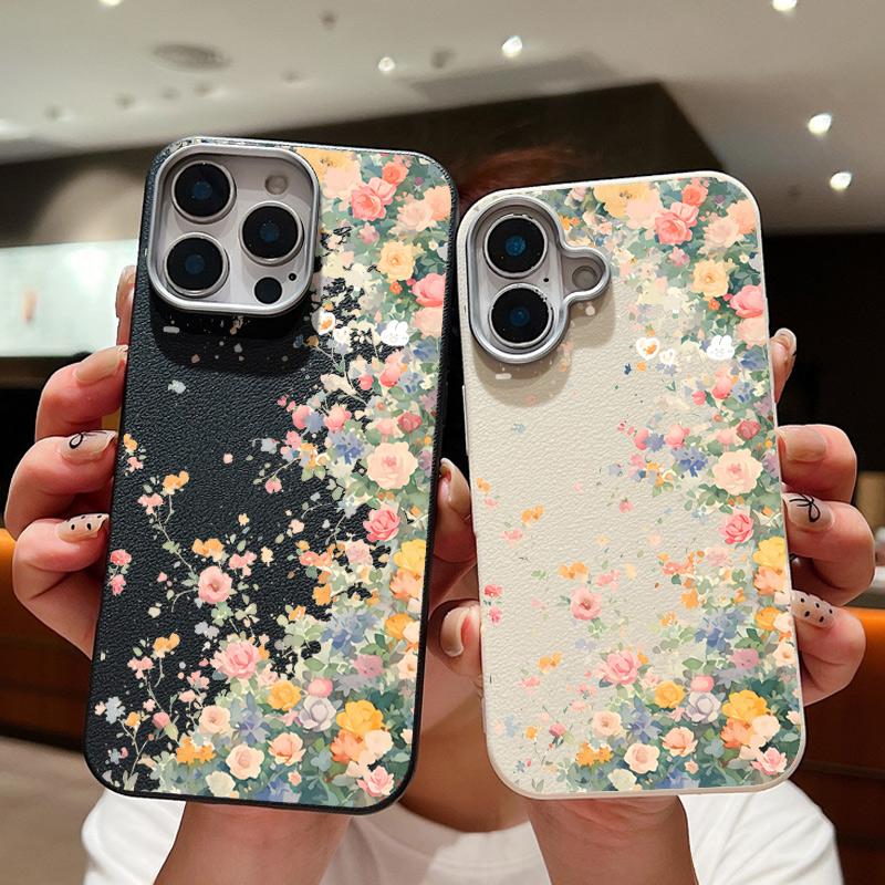 

Роскошный чехол из кожи с текстурой розы и узором для iPhone 16, 15, Pro, 14, Plus, 13, 12, 11, Pro Max, Xs, Max, Xr, 8, 7 Plus, противоударный, мягкий, из ТПУ, тонкий чехол iPhone 16 чёрный