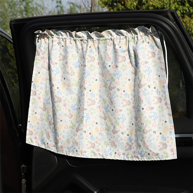 Car curtains Cartoon Cotton Fabric Car Curtain Sunshades - Suction Cup Design Sun Protection Heat Insulation Auto Sunshades