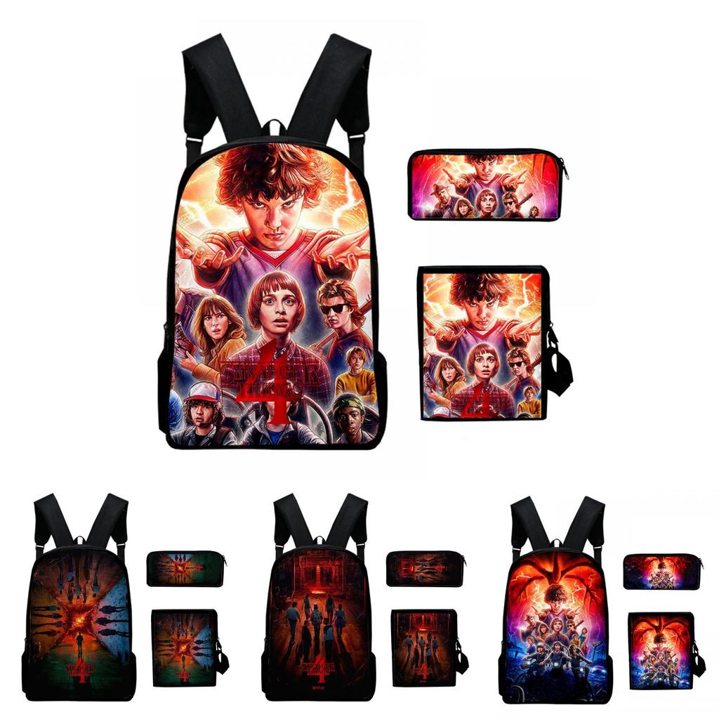 Stranger Things Waterproof Backpack Set 3pcs Crossbody Bag Pencil Bag Included