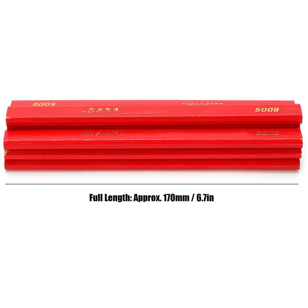 10Pcs 170mm Woodworking Pencils Red Core Builders Pencils for Carpenters and Builders