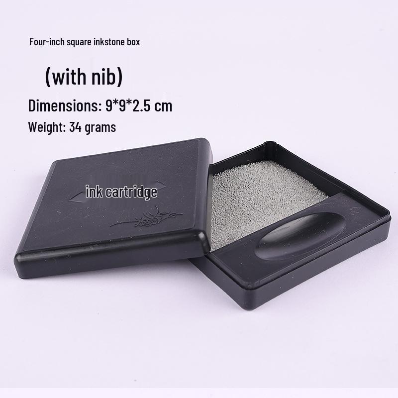 Portable Student Calligraphy Inkstone with Lid - Anti-drying, Multi-purpose Cartridge